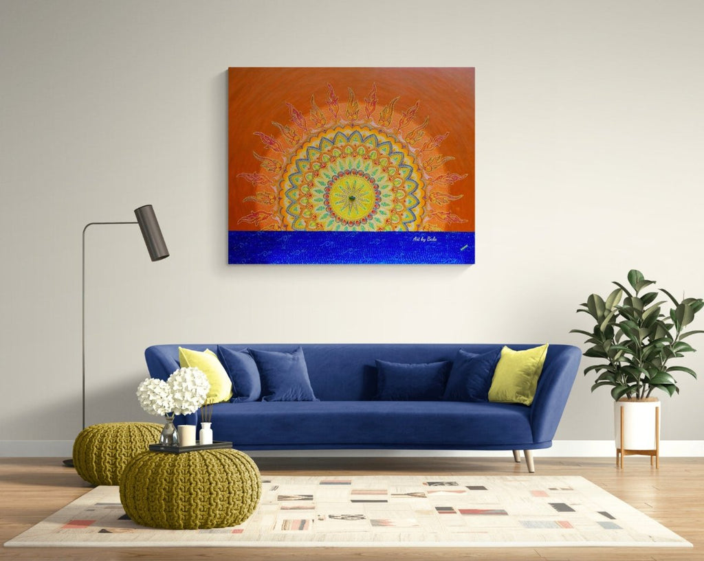 Morning Glow Mandala by Bala, soft acrylic mandala artwork symbolizing sunrise serenity.